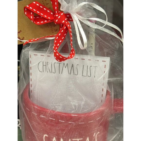 NEW Rae Dunn by Magenta Red SANTA'S HELPER Mug with Christmas List & 3 Pencils - Picture 2 of 2